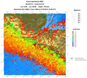 regional depth historical seismicity