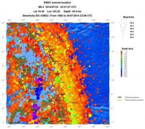 regional depth historical seismicity