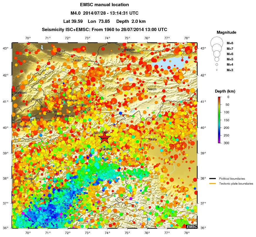 regional depth historical seismicity