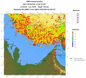regional depth historical seismicity
