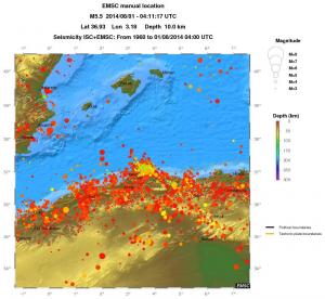 regional depth historical seismicity