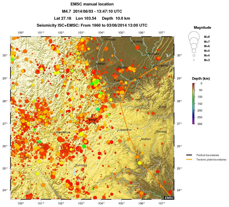 regional depth historical seismicity