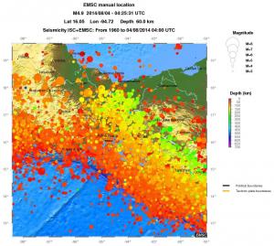 regional depth historical seismicity