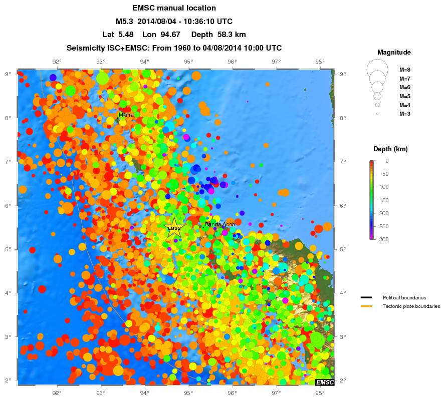 regional depth historical seismicity