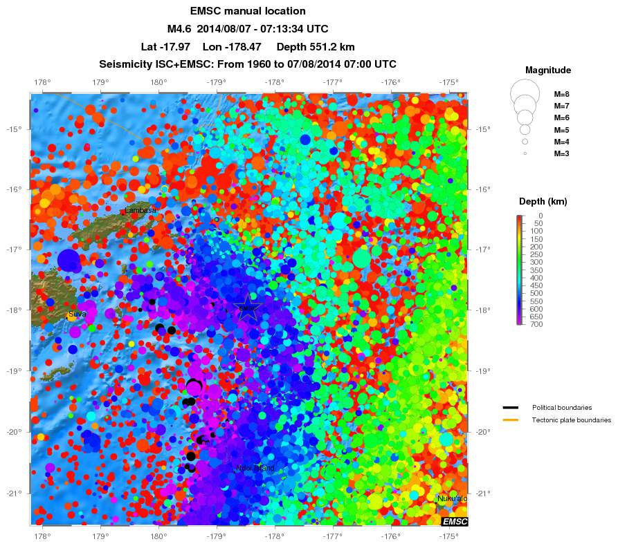 regional depth historical seismicity