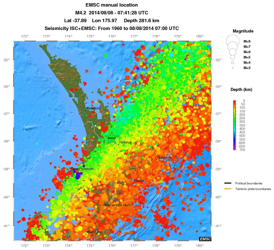 regional depth historical seismicity
