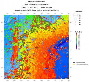 regional depth historical seismicity
