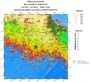 regional depth historical seismicity