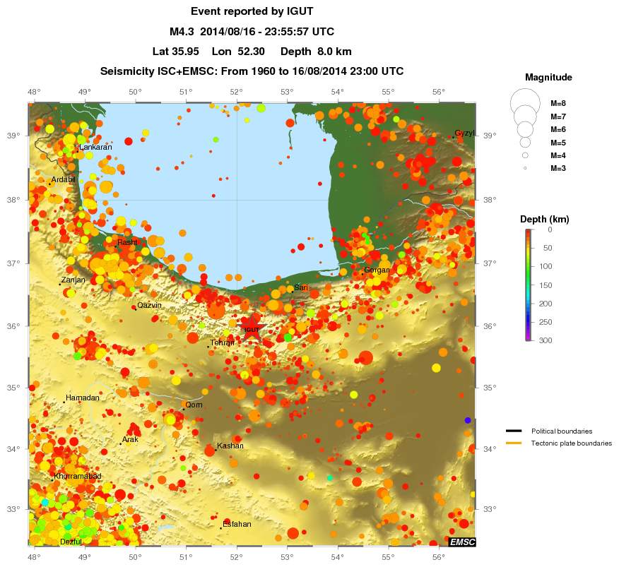 regional depth historical seismicity