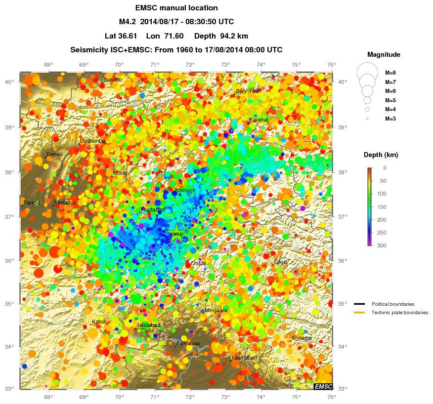 regional depth historical seismicity
