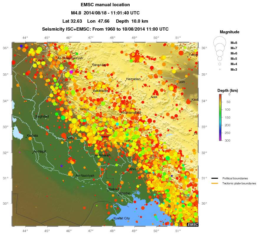 regional depth historical seismicity