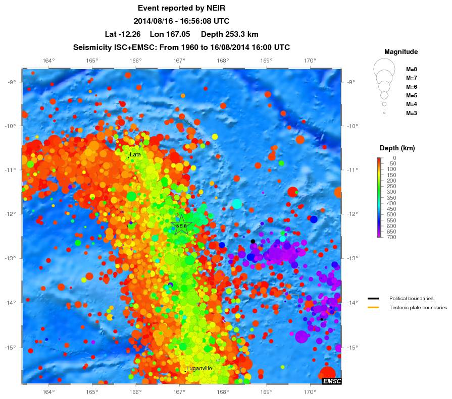 regional depth historical seismicity