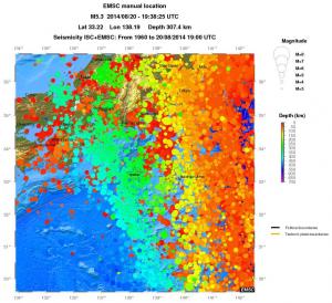 regional depth historical seismicity