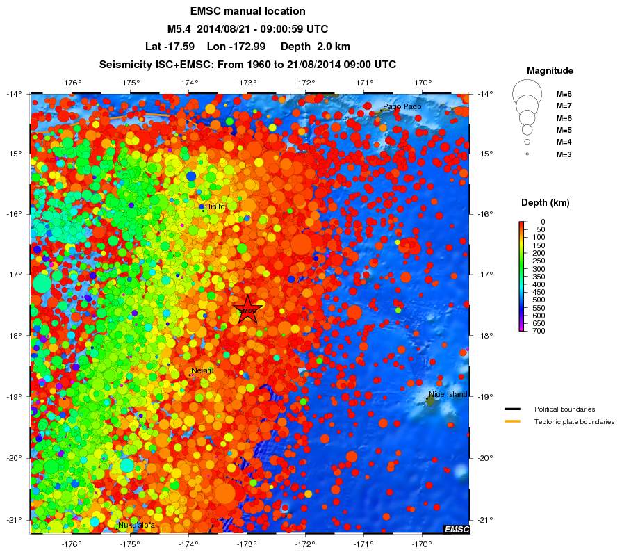 regional depth historical seismicity
