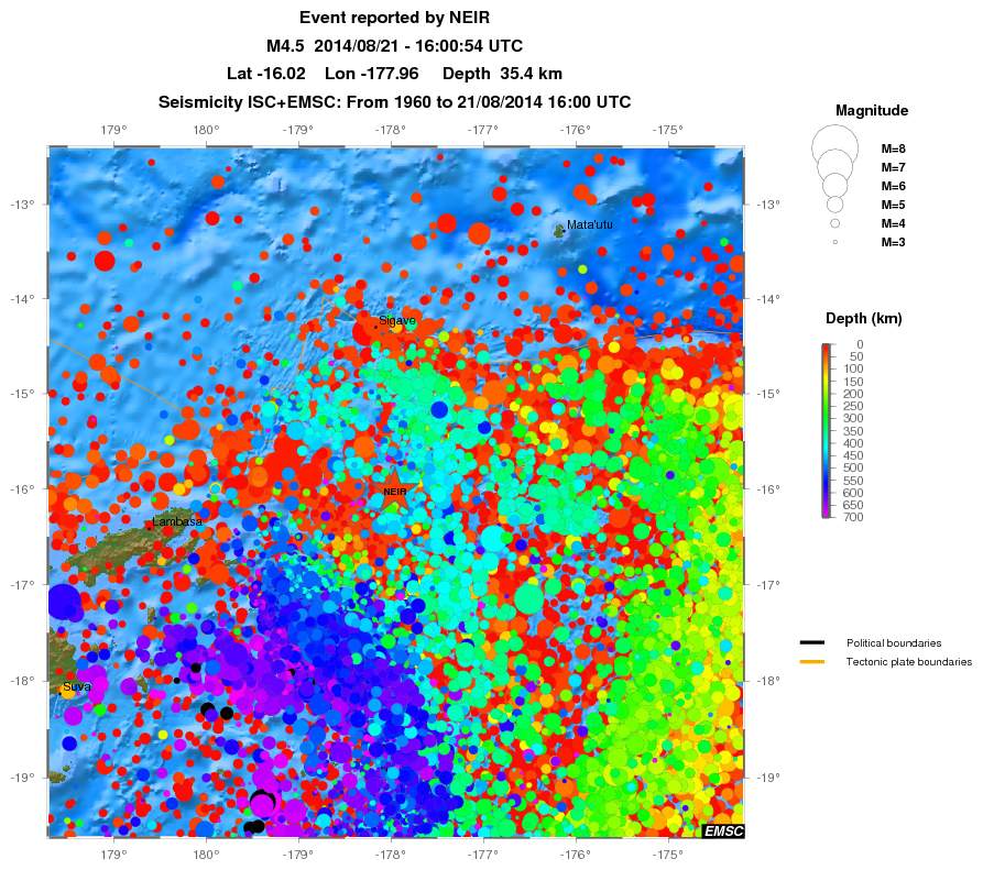 regional depth historical seismicity