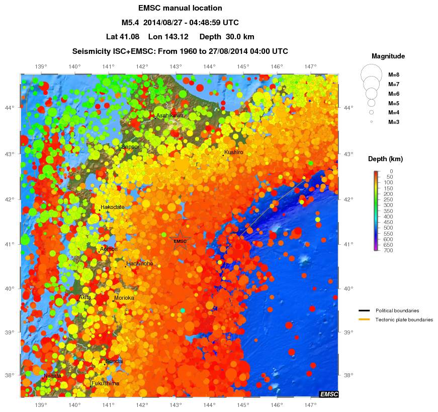 regional depth historical seismicity