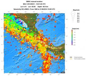 regional depth historical seismicity