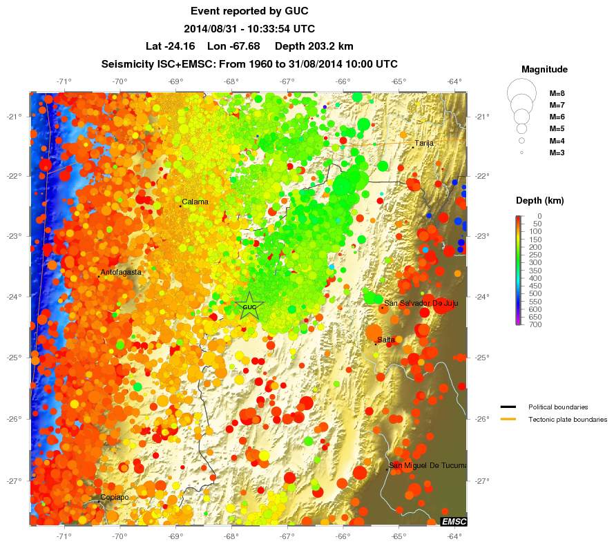 regional depth historical seismicity