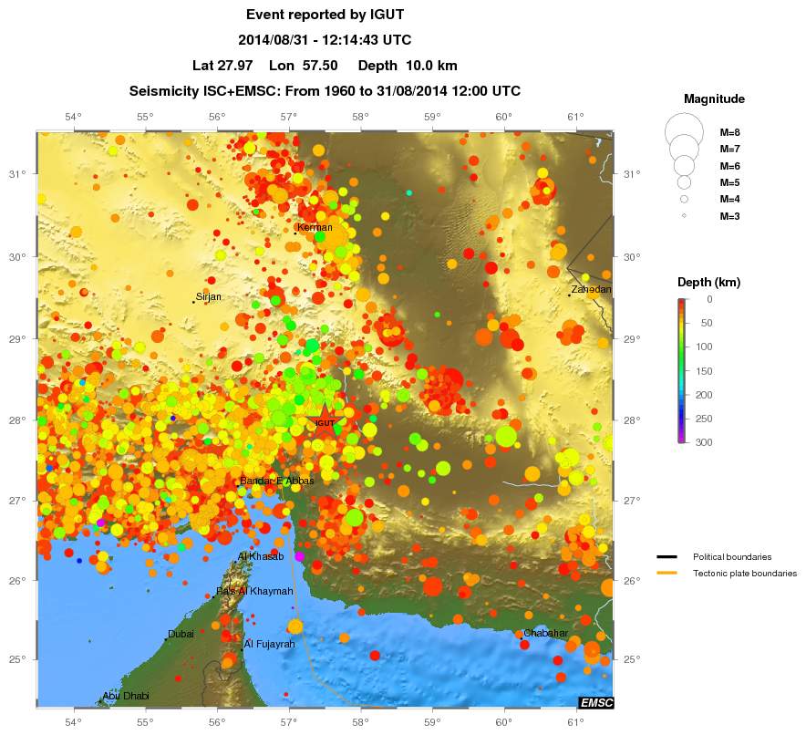 regional depth historical seismicity