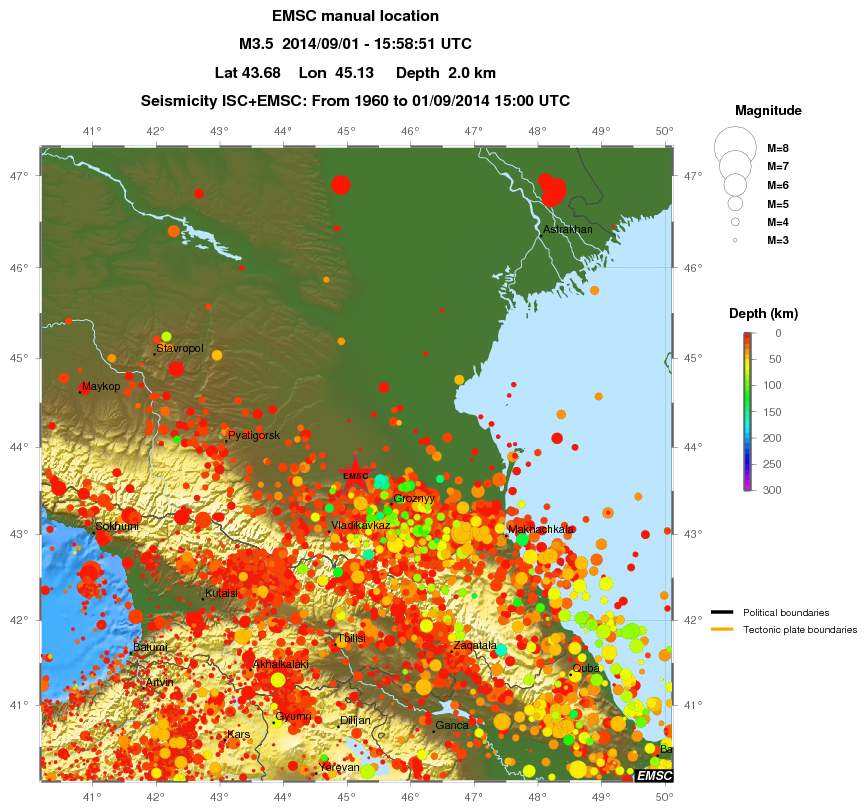 regional depth historical seismicity