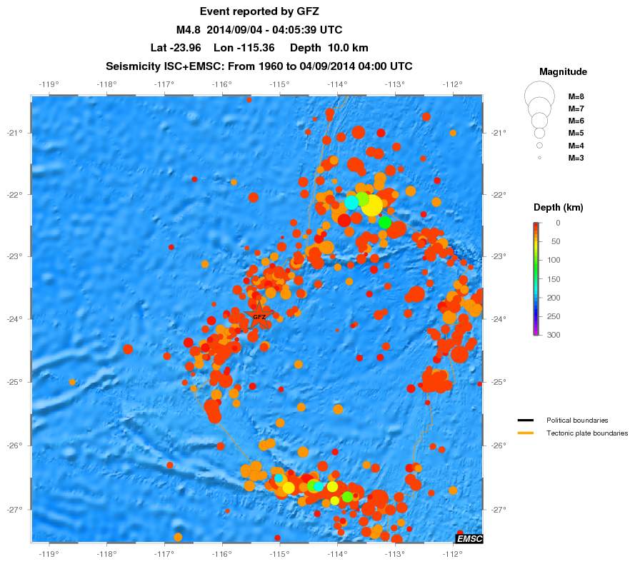 regional depth historical seismicity