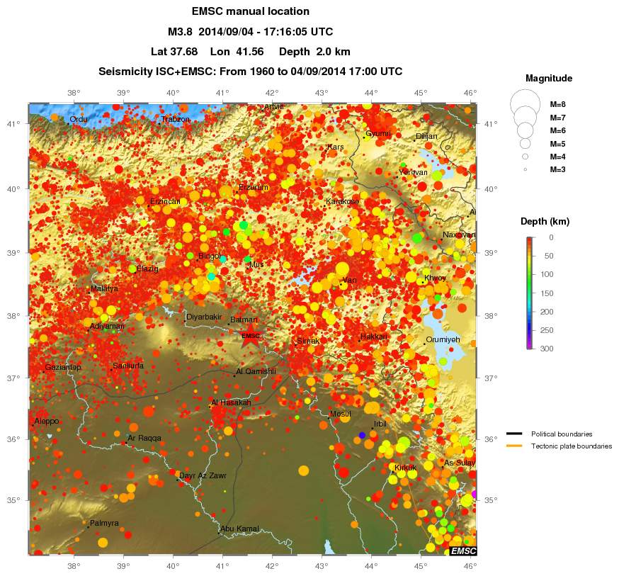 regional depth historical seismicity