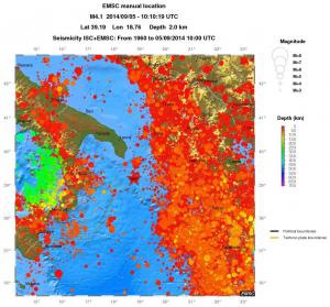 regional depth historical seismicity