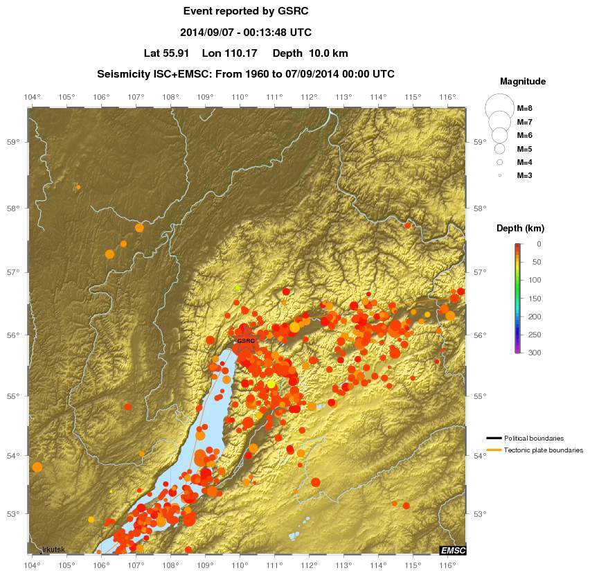 regional depth historical seismicity