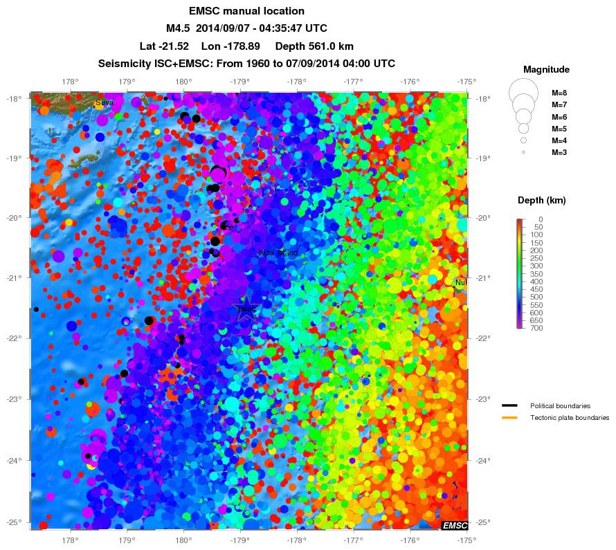 regional depth historical seismicity
