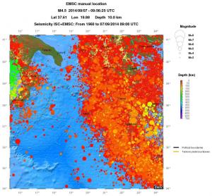regional depth historical seismicity