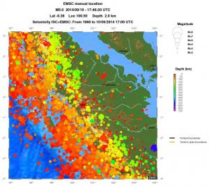 regional depth historical seismicity