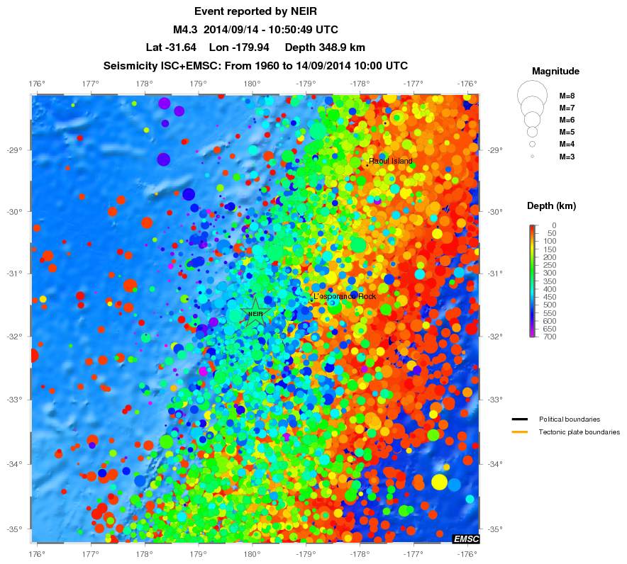 regional depth historical seismicity
