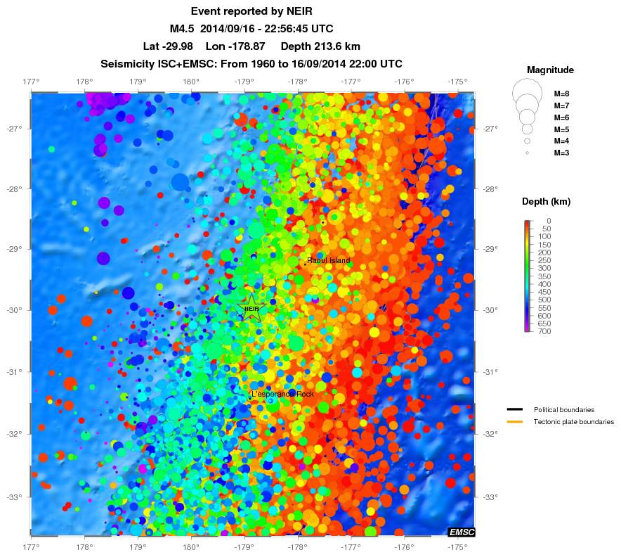 regional depth historical seismicity
