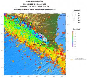 regional depth historical seismicity