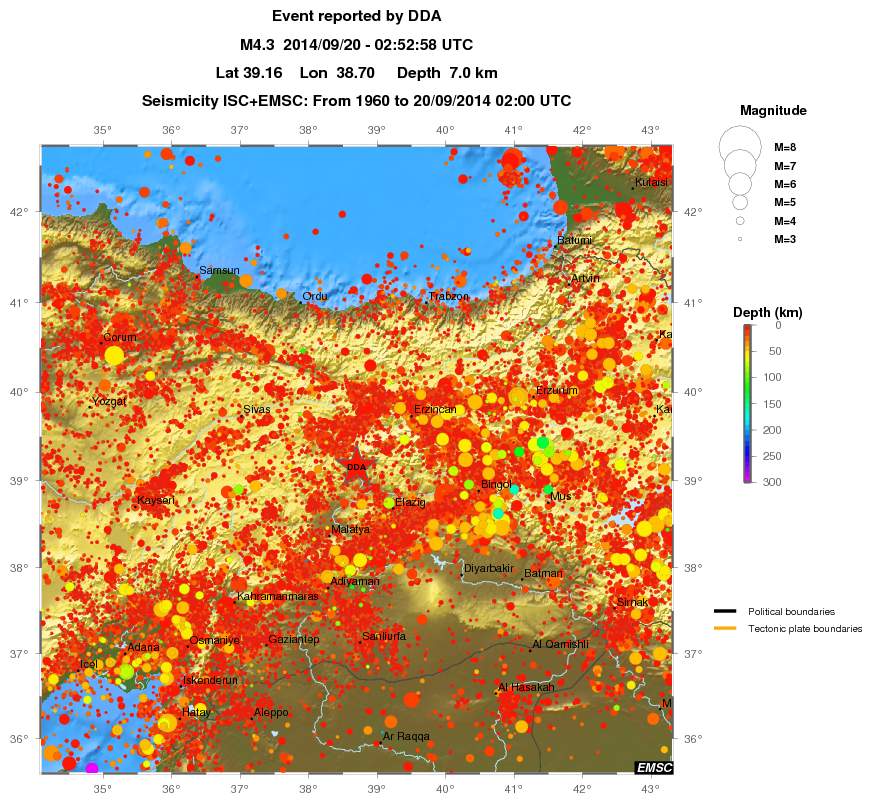 regional depth historical seismicity