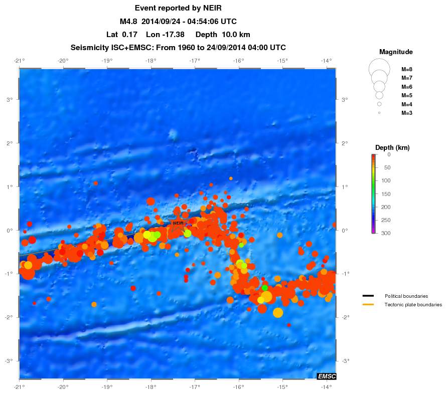 regional depth historical seismicity