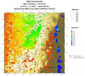 regional depth historical seismicity