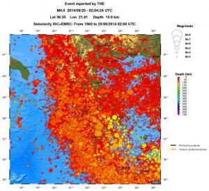 regional depth historical seismicity
