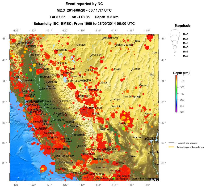 regional depth historical seismicity
