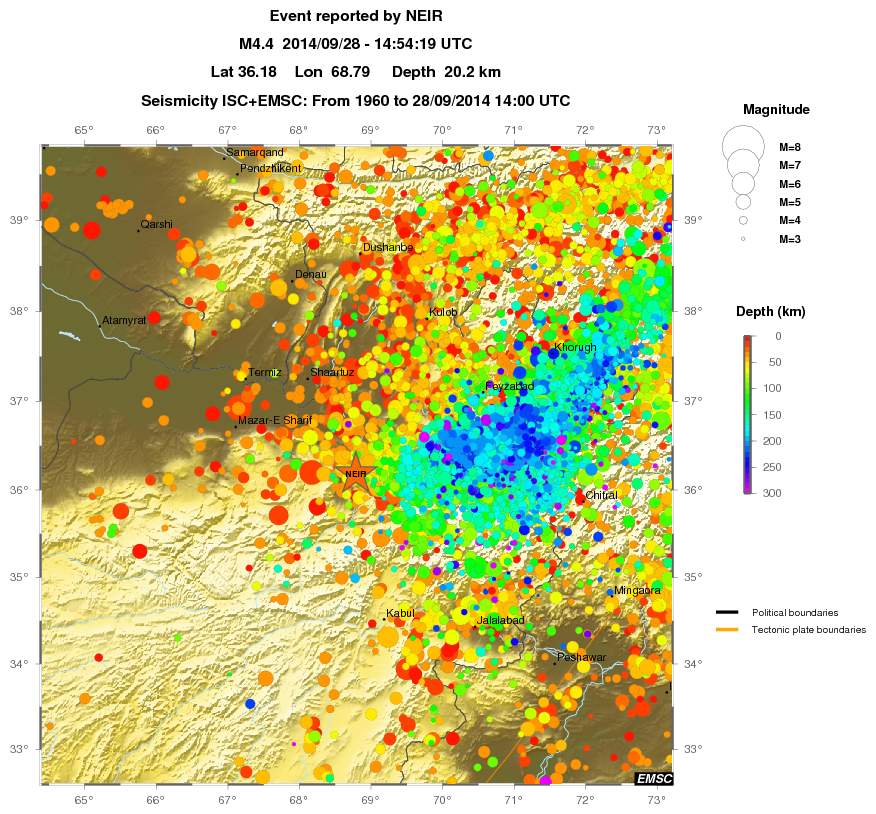 regional depth historical seismicity
