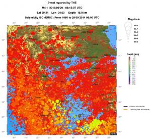 regional depth historical seismicity