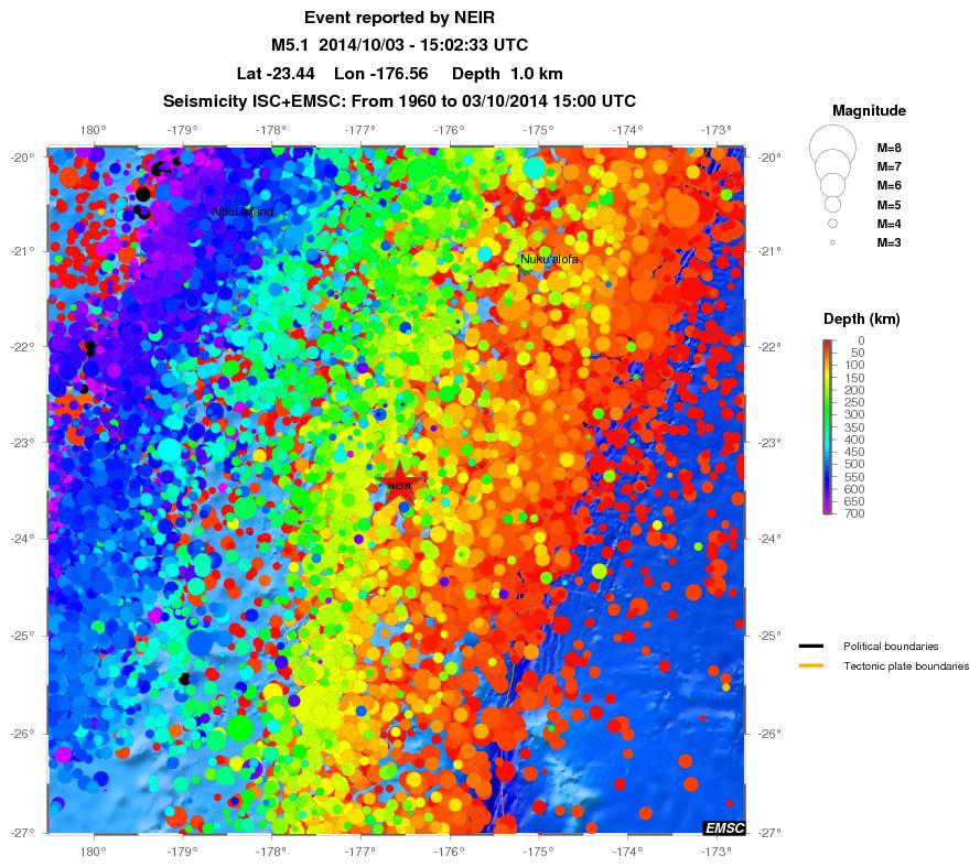 regional depth historical seismicity