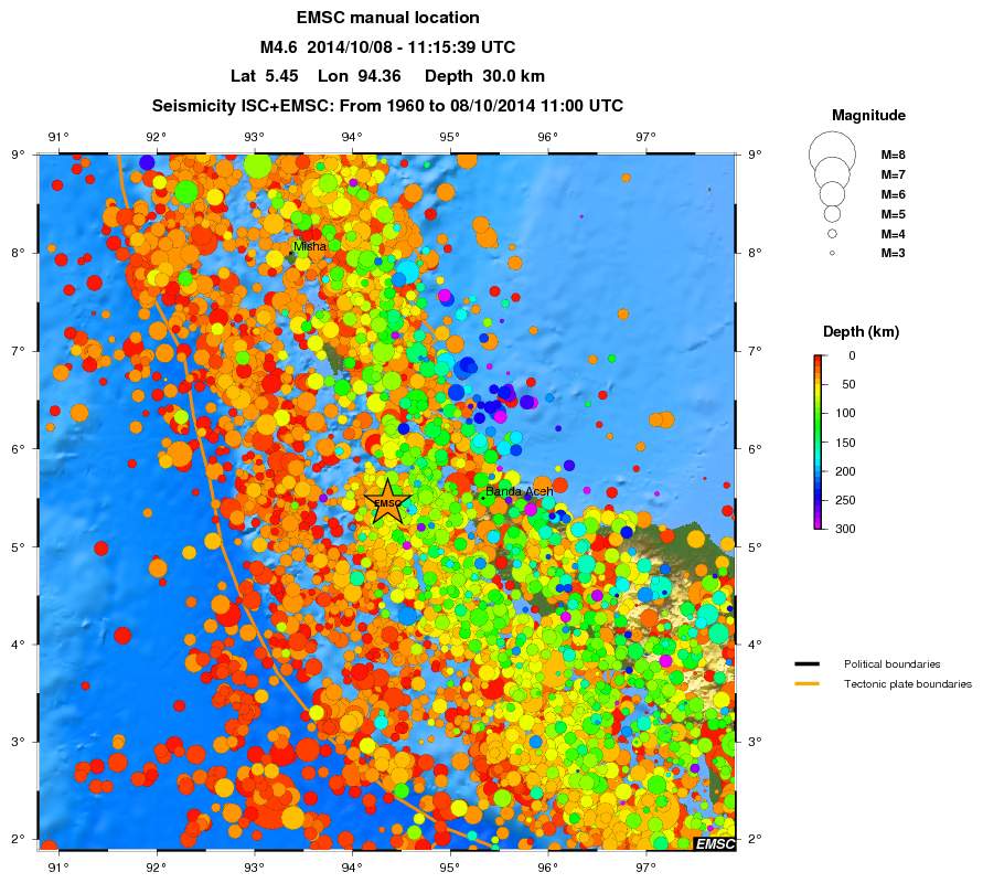 regional depth historical seismicity