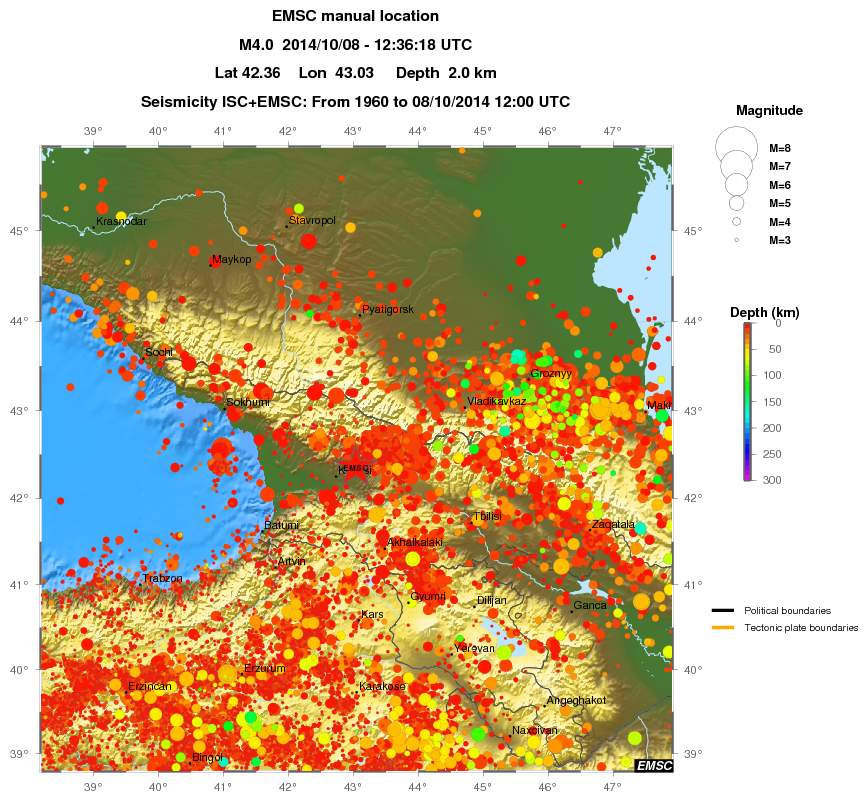 regional depth historical seismicity