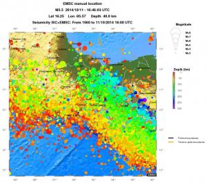 regional depth historical seismicity