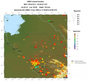 regional depth historical seismicity