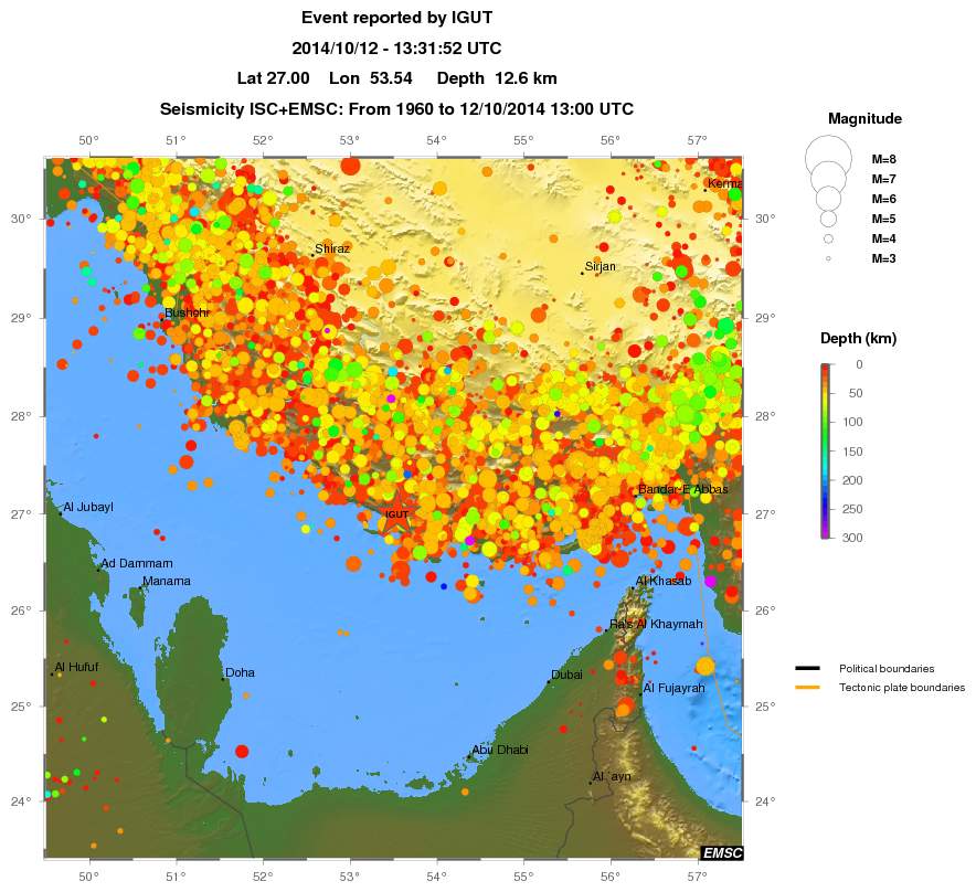 regional depth historical seismicity