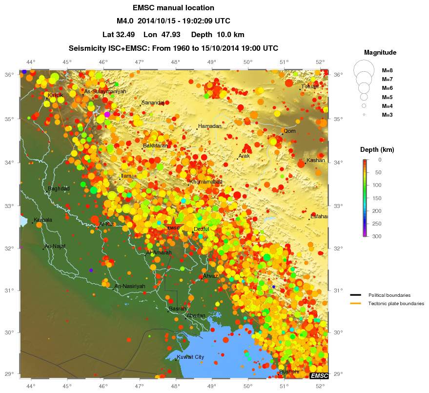 regional depth historical seismicity