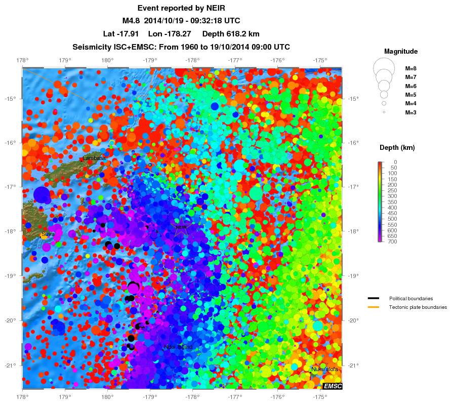 regional depth historical seismicity