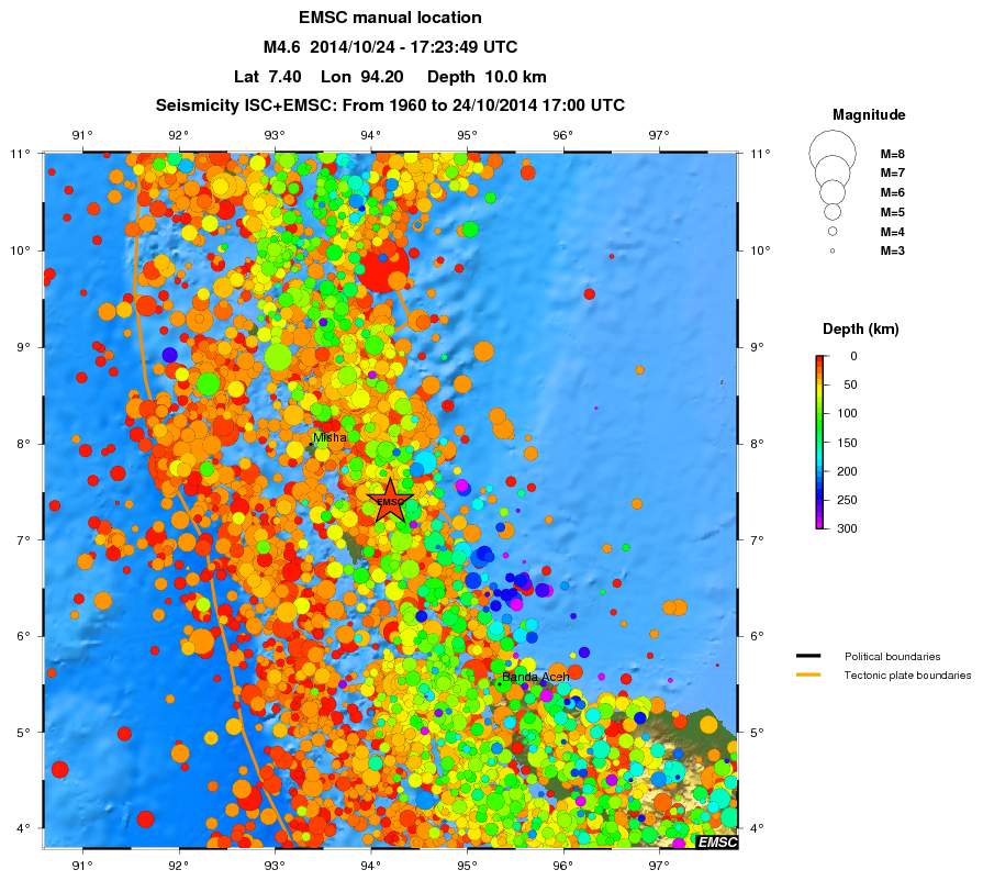 regional depth historical seismicity